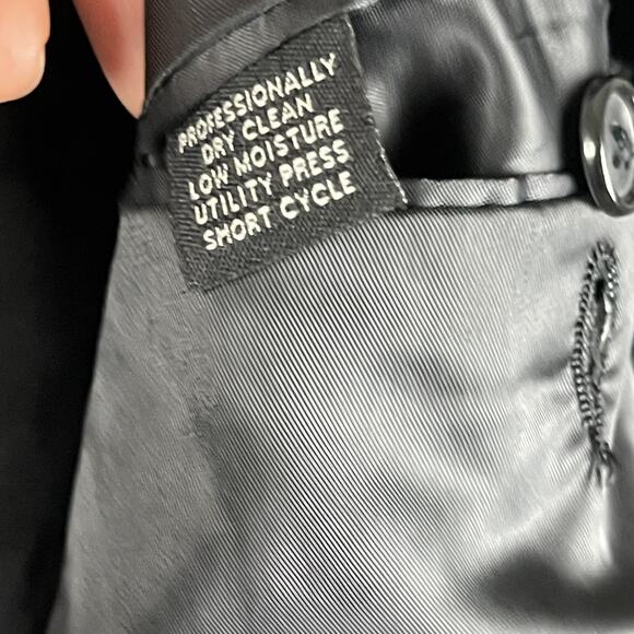 Jos A Bank Wool Pea Coat Overcoat Mens 44R Black Camel Hair Silk Classic - Picture 6 of 16